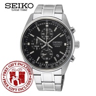 Seiko SSB379P1 Men's Chronograph Quartz Black Dial Silver Stainless Steel Strap Watch