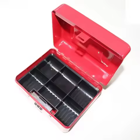 Cash Box with Money Tray Fire Safe Box with Key Lock Metal Money Box with Slot for Cash Protable Key