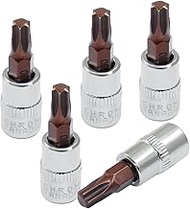 PHITUODA 5 Pcs T30 Torx Bit Socket 1/4" Drive S2 Alloy Steel Cr-V Steel Star Socket Torx Bits Set Us