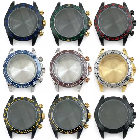 39mm VK63 Watch Case Chronograph Racing Driver No Logo For Seiko Daytona VK63 Quartz Movement Mod Pa
