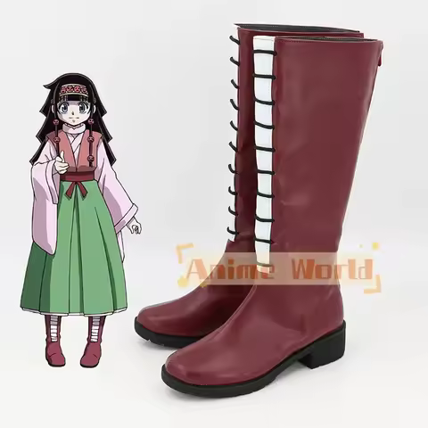 x,3;f\6;h/NewAlluka Zoldyck red Halloween carnival boots cosplay prop anime PU leather shoes custo6;