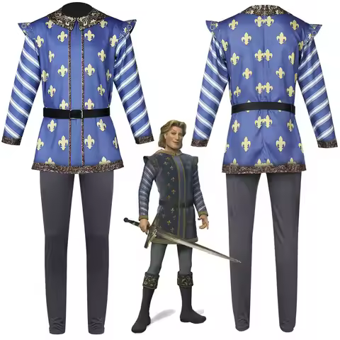 Monster Shrek Cosplay Costume Prince Charming Uniform Blue Medieval Prince Outfit Carnival Party Ani