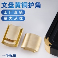 Chinese Tray Copper Corner Tray Copper Buckle Wooden Plate Copper Gold All Copper Fruit Plate Mahoga