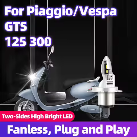 1PC Motorcycle Headlight For PIAGGIO/VESPA GTS 125 300 Led Light H4 Super Bright 12V 6000K 65W Moto 