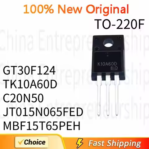 5 PCS TO-220F GT30F124 TK10A60D C20N50 JT015N065FED MBF15T65PEH TO-220F MOSFET 100%Quality Original/
