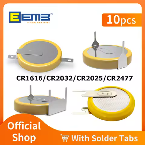CR2032/CR1616/CR2477/CR2025 Battery With Solder Tabs Button Cell Tabbed Battery 3V Coin Battery With
