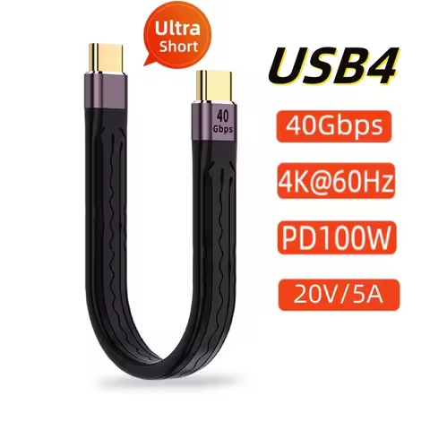 Short USB 4.0 Gen3 Data Cable PD 100W 5A Fast Charging USB C to Type C Cable Thunderbolt 3 4K@60Hz C