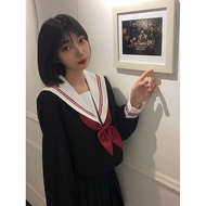 Japanese JK Uniform Sailor Top - Navy Blue with White Collar