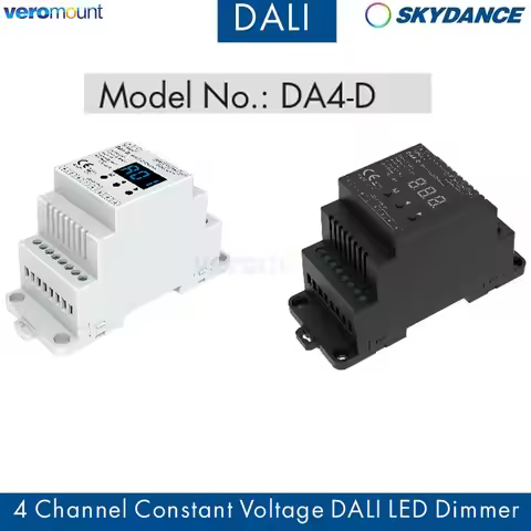 Skydance DA4-D 4CH*5A 12-24VDC CV DALI Dimmer (Din Rail)（DT6) PMW Dimming 4 x (60-120)W Driver For S