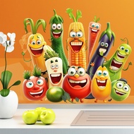 2026 New Style Emoji Fruit Kitchen Stickers Self-Adhesive Wall Stickers Living Room Bedroom Wallpape