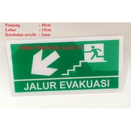 Emergency Stair Evacuation Route Safety Sign / Acrylic Emergency Stair Evacuation Route