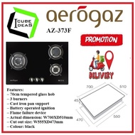 Aerogaz 70Cm Tempered Glass Hob with 3 Burners AZ-373F