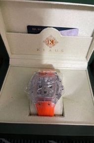 KLAUS克勞斯-酒桶型半鏤空三眼石英錶