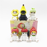 6Pcs/Set 3-4cm Anime Mofusand Shark Cat Fruit Series Apple Strawberry Pear Hami Melon Q Version PVC 