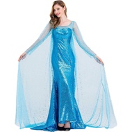 [cosplay Costume] Halloween Costume Frozen Sequined Long Dress Elsa Elsa Princess Anna Adult Dress L