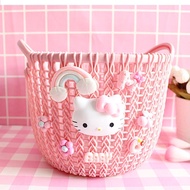 Hellokitty Pink Rattan Storage Basket Desktop Sundries Storage Basket Storage Basket Woven Basket Ra
