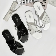 Polka Dot Sandals With Crossed Straps Super Cool Crystal Strap Soft And Comfortable To Walk Around. 