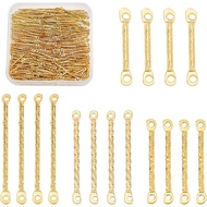 PH PandaHall 520pcs Earring Link Connectors 2 Hole Earring Strip Stick 4 Size Iron Finding Small Rod