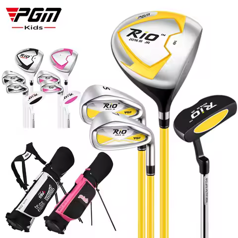 PGM Junior Golf Club Set 4 Piece Kids Beginner Graphite Clubs with Stand Bag Driver 7 Iron Sand Wedg