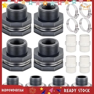 [Stock] 1Set Garden Hose Adapter with Clamp Kit Water Tank Connector Black