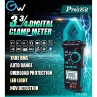 Pro'skit MT-3202 3-3/4 Digital Clamp Meter Auto Range True RMS NCV Voltage Tester Multimeter