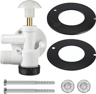RV Water Valve Assembly Kit with 2Pcs RV Toilet Rubber Seal 385311462 and 385316140, Camper Trailer RV Toilet Parts 385314349 Compatible with Dometic Sealand EcoVac Vacuflush Pedal Flush Toilets