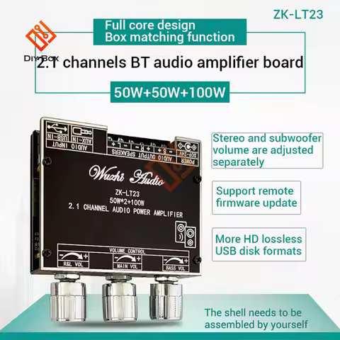 ZK-LT23 50W*2+100W True Wireless 2.1 Channel Subwoofer BT 5.1 Audio Amplifier Power AMP Wuzhi Audio 