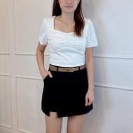 (JANUARY BRAND)SMLXL2XL Womens High Waist Short Skirt Roman Stretch Front And Back Skorts Skirt女装高腰罗