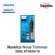 Philips Norelco Nose Trimmer Series 3000, NT3650/16, Cordless Nose, Ear &amp; Eyebrow Trimmer with Protective Guard System, Fully Washable, Including AA Battery, 2 Eyebrow Combs