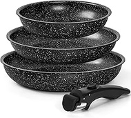 MICHELANGELO 4-Piece Pan Set (20/24/28 cm Bra-Pan) with Removable Handle and Suitable for Induction