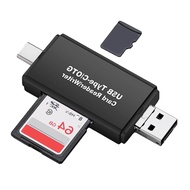 เครื่องอ่านการ์ด SD แบบพกพา3-In-1 OTG Card Reader USB 2.0 Type-C Micro-USB Adapter เครื่องอ่านการ์ดหน่วยความจำสำหรับ SD Micro SD SDXC SDHC