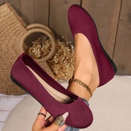 Round toe women flats comfortable knit ballet flat shoes casual slip on loafers shoes office boat sh