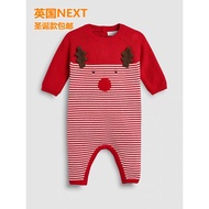 Ready Stock UK next Male Female Baby Autumn Winter Pure Cotton Knitted Santa Elk Long Sleeve Jumpsui