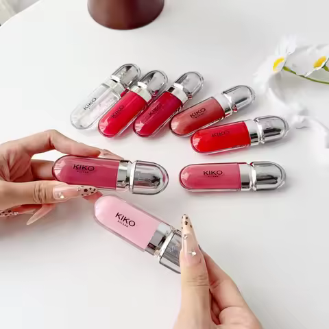 New Kiko 3D Mirror Lip Gloss&Dual-Ended Lip Gloss Waterproof Long Non-sticky Plumping&Moisturizing B