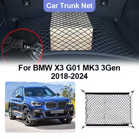 For BMW X3 G01 3Gen 2018-2024 Car Trunk Net 2023 MK3 Storage Bags Cargo Elasticity Organiser Interio