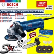 COMBO BOSCH GWS9-100P 900W Paddle Switch ANGLE GRINDER PROFESSIONAL , CHAINSAW STAND ATTACHMENT GWS 9-100P GWS 9-100 P