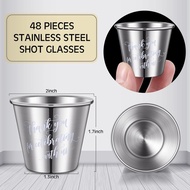 48 Pcs Wedding Stainless Steel Shot Glasses Bulk Wedding Favors Set Funny Shot Glasses Metal Shot Gl