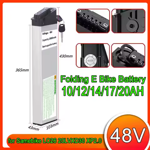 DCH-006 48V Lithium Battery Pack 10Ah 12Ah 20Ah for MX01 LAFLY X3 JINGHMA R7 R5 Folding Bike for 48V
