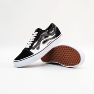 Vans Old Skool Black Flame White Classic (100% Authentic)