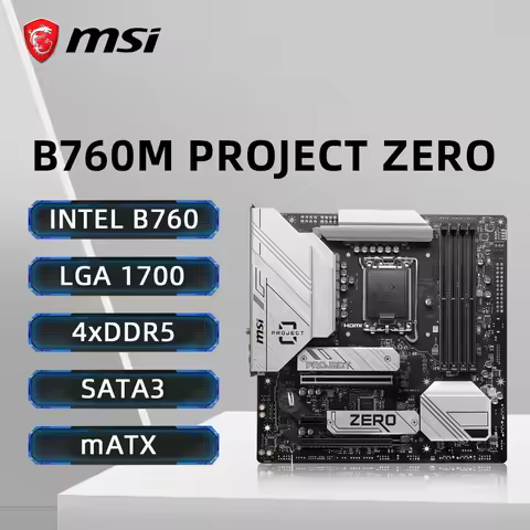 MSI B760M PROJECT ZERO Motherboard Support i9-14900K i7-13700K i5-12400F i3-12100 CPU DDR5 HDMI M.2 