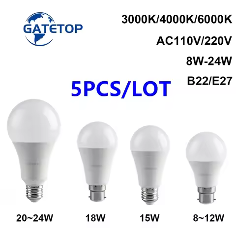 5PCS/LOT New LED bulb 8W-24W AC110V 220V high brightness warm white light E27 B22 in 2023 is suitabl