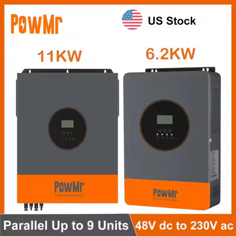 US Stock 6.2KW 11KW Hybrid Solar Inversor 48VDC to 230VAC Wtih 120A 150A MPPT Solar Charge Parallel 