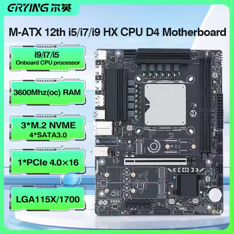 ERYING M-ATX i5/i7/i9 12950HX/12900HX/12850HX/12800HX/12600HX CPU Motherboard Combo Interposer DDR4 