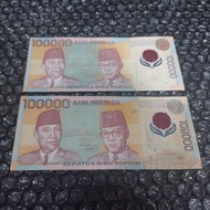 Uang 100000 Polymer Polimer Soekarno Hatta