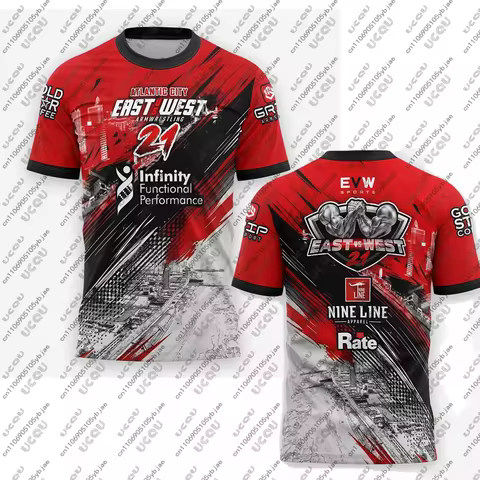 2026 Sports Youth Men Kids Male Girls Tops Arm Wrestling Match Game East vs West 21 Jersey Fitness B