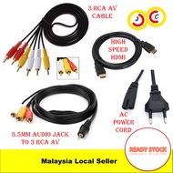 HDMI Cable 4K HD TV 3D Ready High Speed, 2 Pin AC Power Cord, Gold Plated 3 RCA AV, 3.5mm Audio Jack