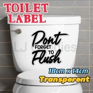 Label Flush Toilet Bowl Waterproof / Sticker Minimalist Flush Mangkuk Tandas Transparent Kalis Air D