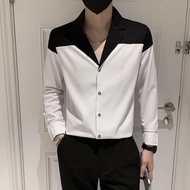 Áo sơ mi nam dài tay phối màu đen trắng cực chất cho nam giới H50