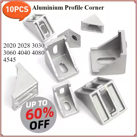 10pcs Aluminium Profile Corner 2020 2028 3030 3060 4040 4080 4545 Bracket Fitting Angle 20 30 40 45 