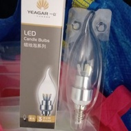 Yeagar LED candle bulb燈泡 E14, yellow, 3W